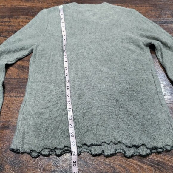 ZARA Wool Alpaca Blend Lightweight Base Layer Ruffled Hem Sweater Women's Small - Picture 10 of 10